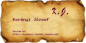 Korényi József névjegykártya